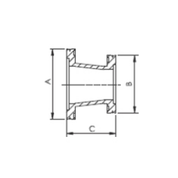 ISO-K Reducer Conical DN80 to DN63 Stainless Steel 304 ISO-K Reducer Conical DN80 to DN63 Stainless Steel 304
