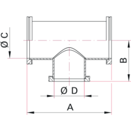 ISO-K Tee Reducing DN100 to DN63 Stainless Steel 304 ISO-K Tee Reducing DN100 to DN63 Stainless Steel 304