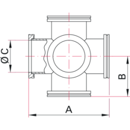 ISO-K Cross Equal 6-way DN63 Stainless Steel 304 ISO-K Cross Equal 6-way DN63 Stainless Steel 304