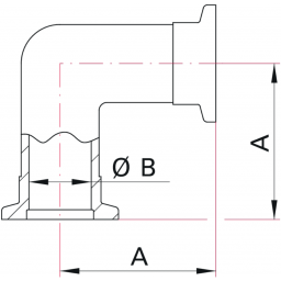 KF Elbow 90 degr mitred DN40 aluminium