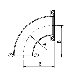 ISO-K Elbow 90 degr Radius DN63 Stainless Steel 304 ISO-K Elbow 90 degr Radius DN63 Stainless Steel 304