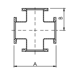 ISO-K Cross Equal 4-way DN63 Stainless Steel 304 ISO-K Cross Equal 4-way DN63 Stainless Steel 304