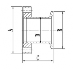 Adaptor DN16-CF to DN25-KF Stainless Steel 304